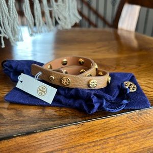 Tory Burch Double Wrap Logo Stud Bracelet